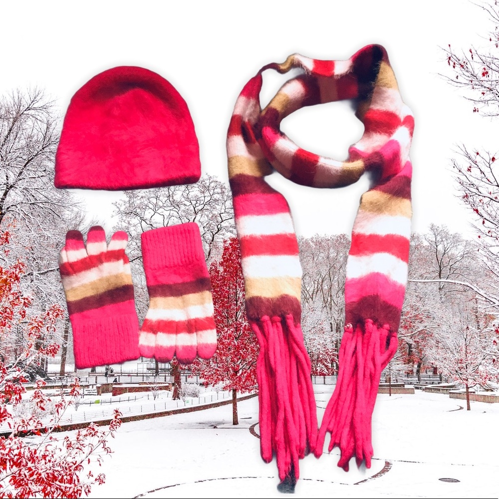 3 PC Set girl multicolor scarf hat gloves - Picture 1 of 7